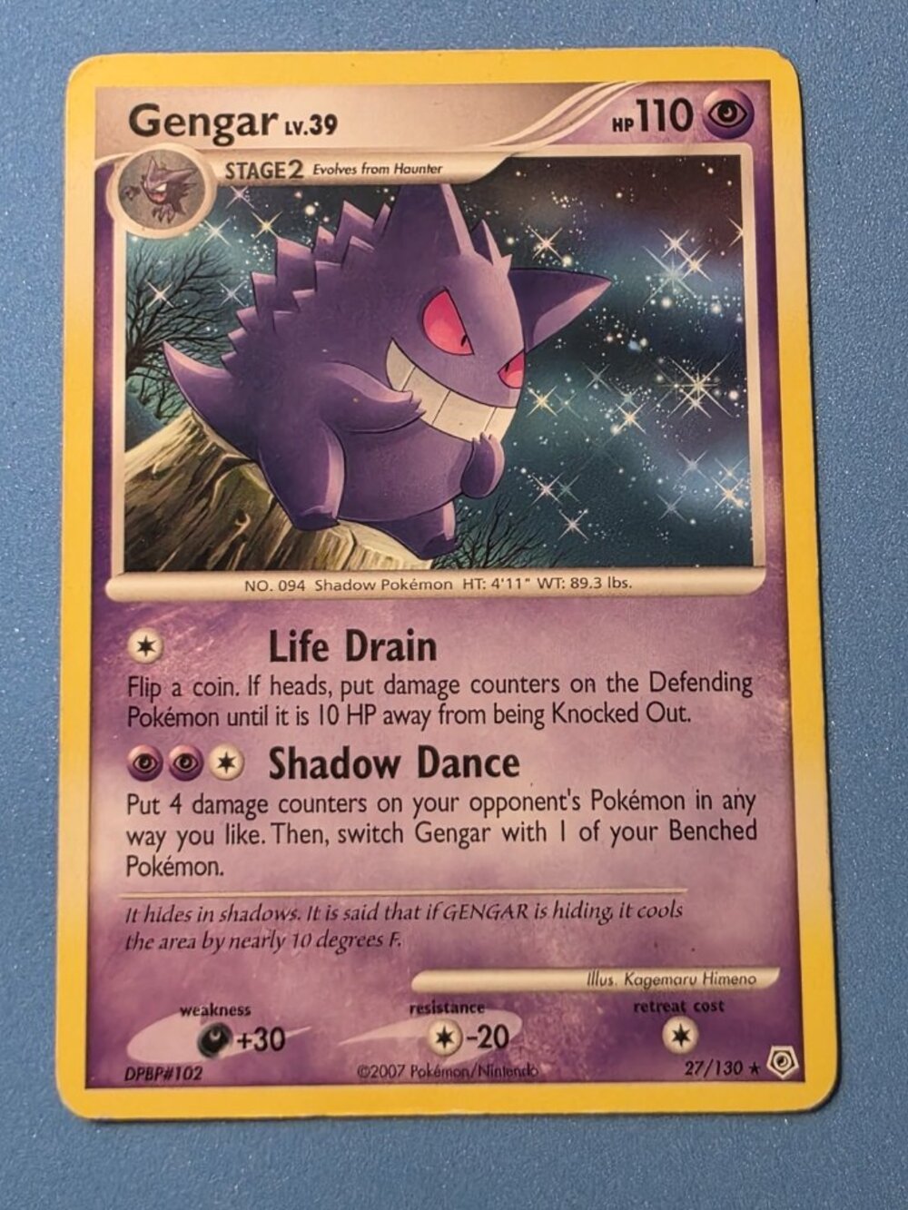 Pokémon TCG Gengar 27/130 Diamond and Pearl Rare Regular English  MP/HP